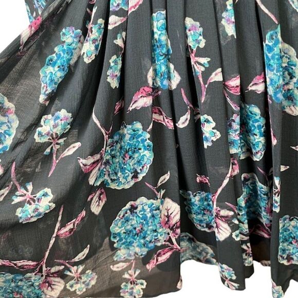 Kimchi Blue Nina Sheer Panel Dress Women's Gray Floral Aqua Pink Lined Size 4 - Picture 5 of 16